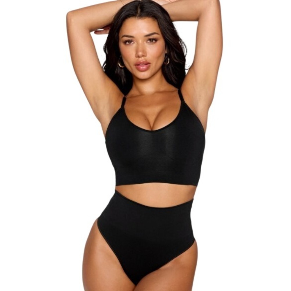 Fabletics Nearly Naked Shapewear Plunge Bra Black‎ Medium Compression 1X/2X